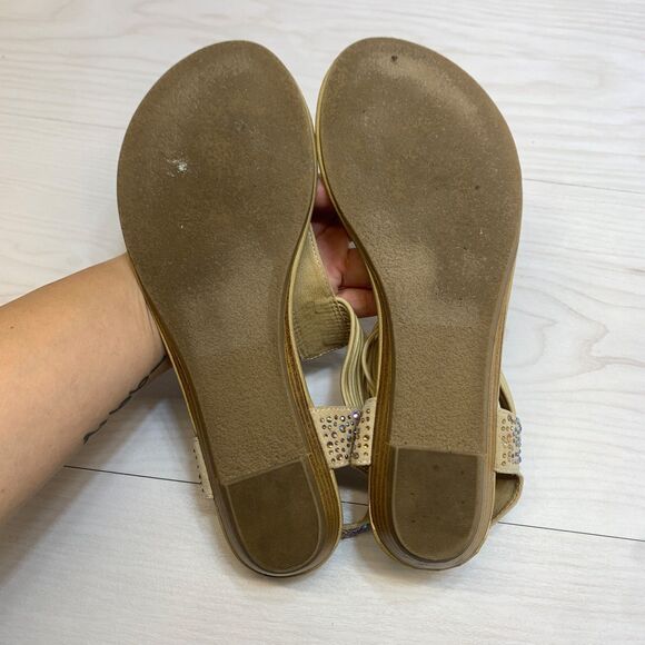 Coach and Four Brown Rhinestone Embellished Leather Slingback Sandals Size 7.5M - Picture 7 of 12